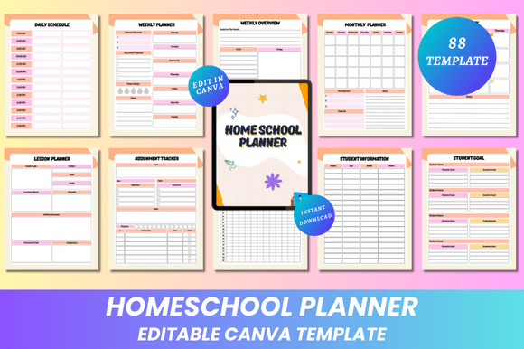 Download Homeschool Planner Canva KDP Interior - Homeschool Collection