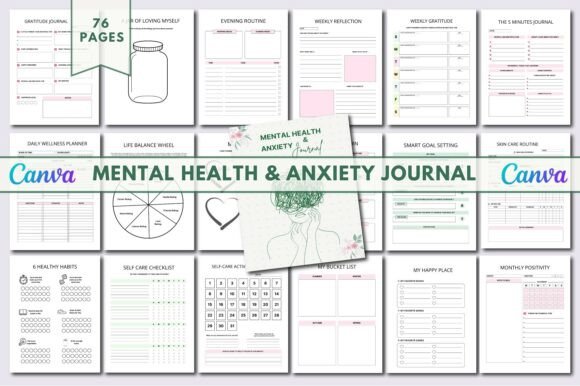Download Mental Health &amp; Anxiety Journal Canva - Mental health Collection