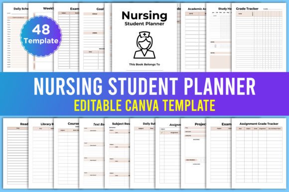 Download Editable Nursing Student Planner Canva - Premium Bundle