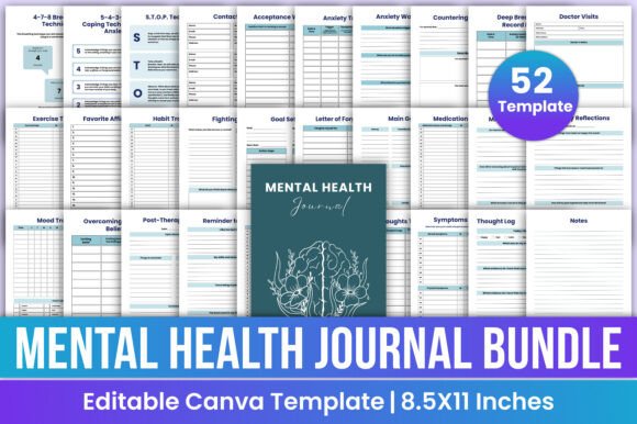 Download Mental Health Journal Bundle Canva Kdp - Mental health Collection