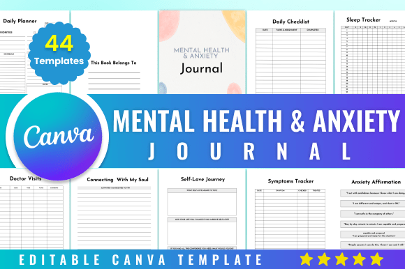 Download Editable Mental Health &amp; Anxiety Journal - Mental health Collection